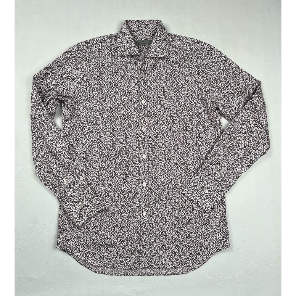 Canali Floral Dress Shirt Mens Medium Long Sleeve Button Up